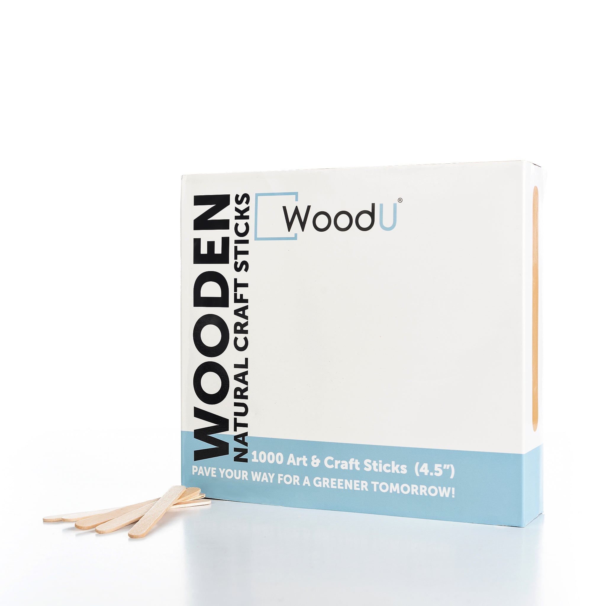 WoodU Wooden Art Popsicle Sticks 1000 pcs All Natural Eco-friendly Non-toxic