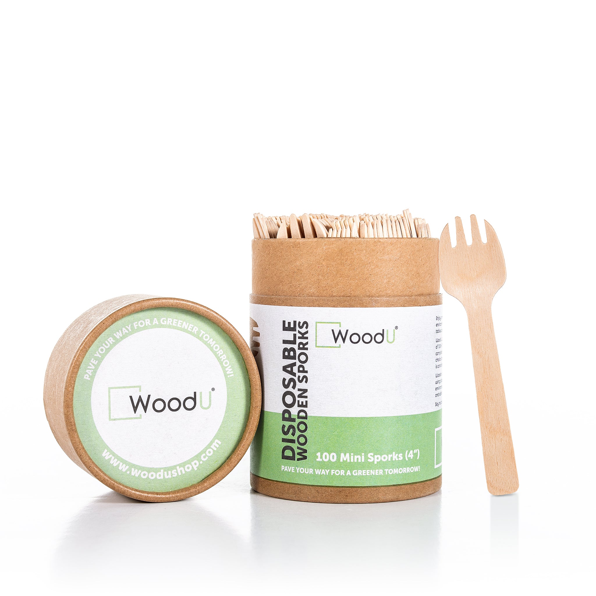 WoodU Disposable Wooden Mini Spork 100 pcs All Natural Eco-friendly Non-toxic