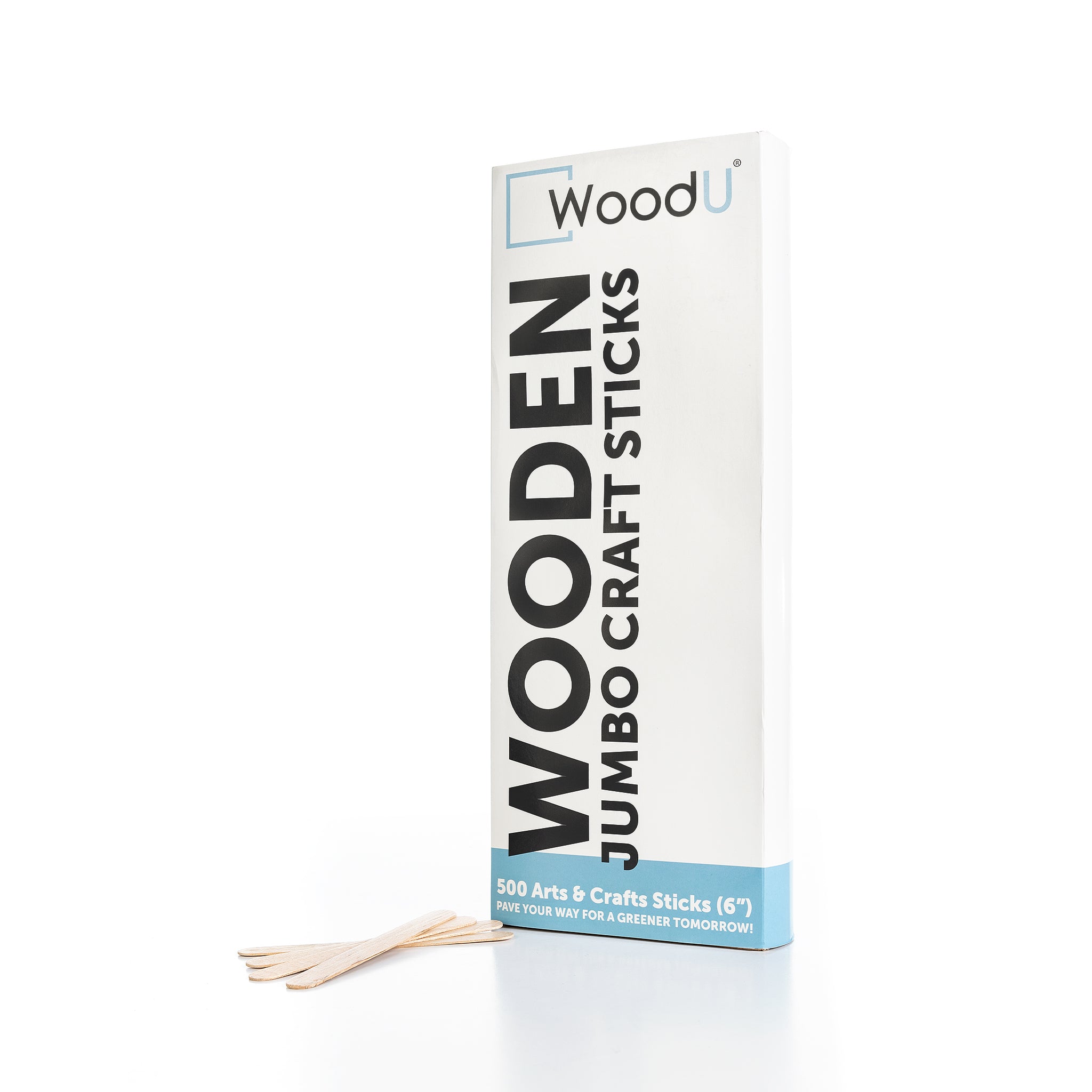 WoodU Wooden Craft Jumbo Popsicle Sticks All Natural Eco-friendly Non-toxic