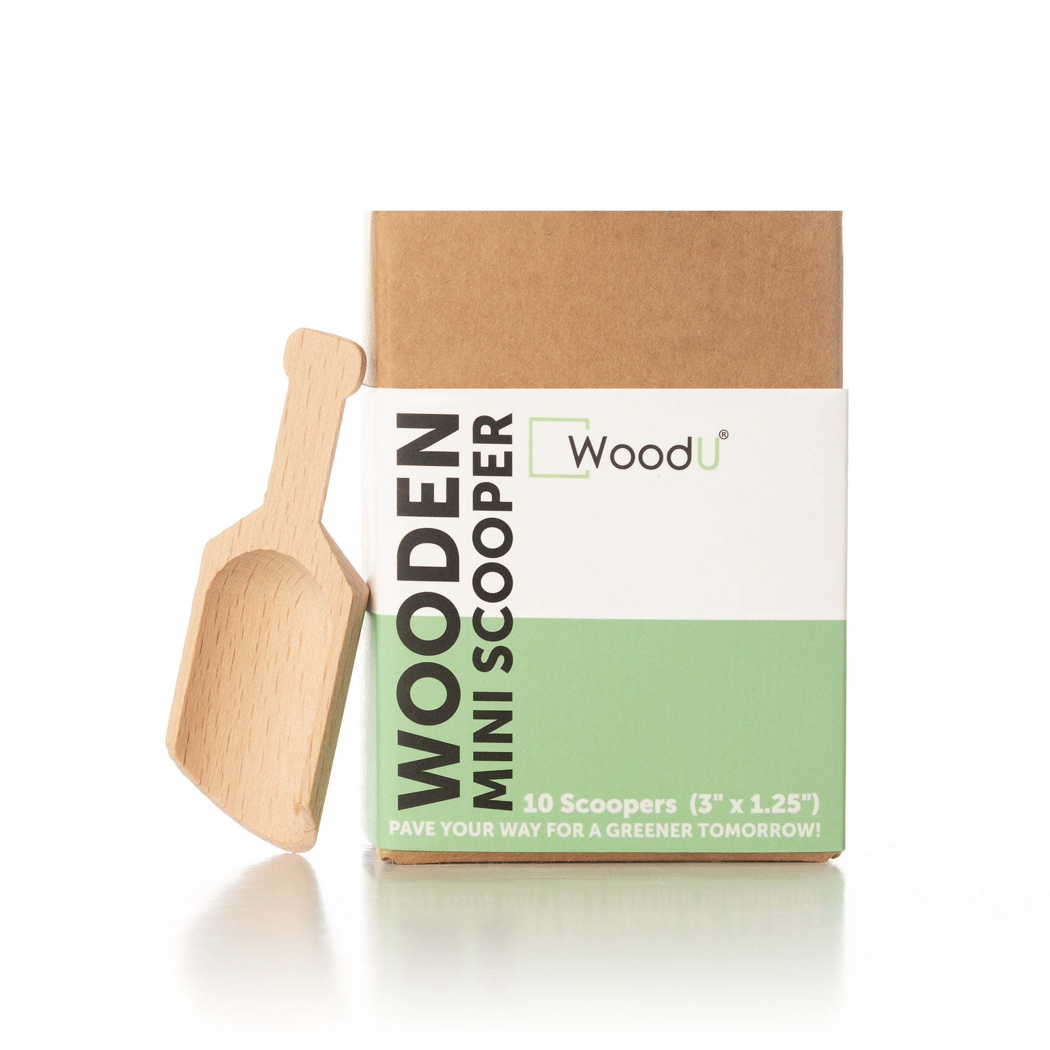 WoodU Disposable Wooden Mini Scooper 10 pcs All Natural Eco-friendly Non-toxic